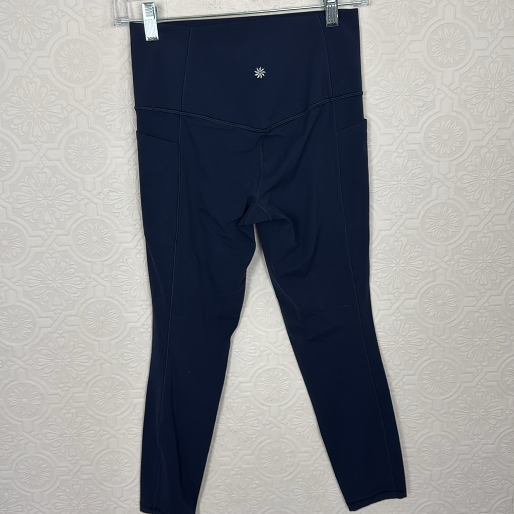 Athleta Salutations Stash 7/8 Leggings Tights Navy Blue Small High Rise - Picture 8 of 9